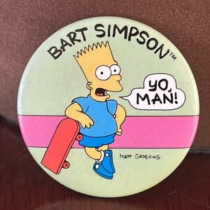 *Vintage* 1989 The Simpsons Bart Simpson "Yo, Man!" Lapel Button Pin